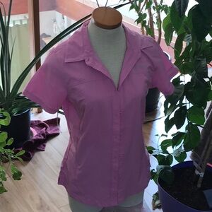 Columbia Omni-shade Pink Fitted Button Down Shirt with Notched Collar